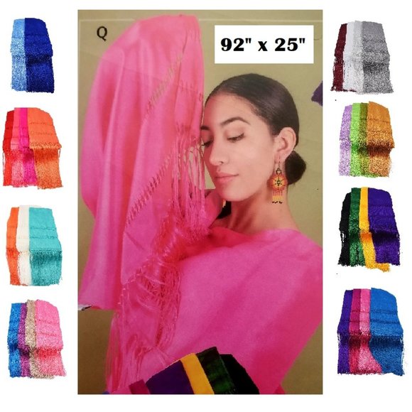 Mexican Artisan Handmade Shawl Wrap Scarf | Chalina Rebozo Linea | Large 92 x 25 - Picture 1 of 8